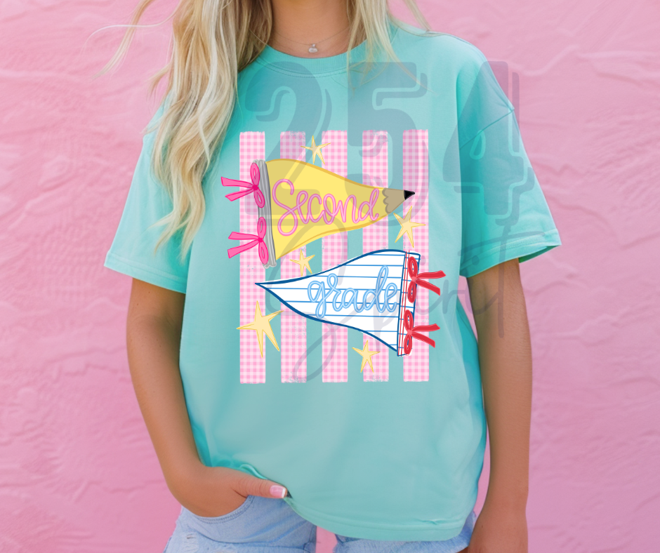 GINGHAM STRIPES SECOND GRADE TEE