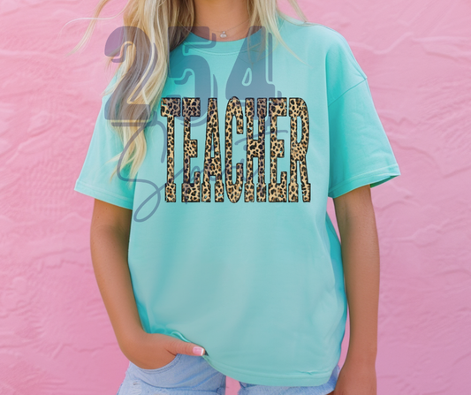 LEOPARD TEACHER TEE - MINT