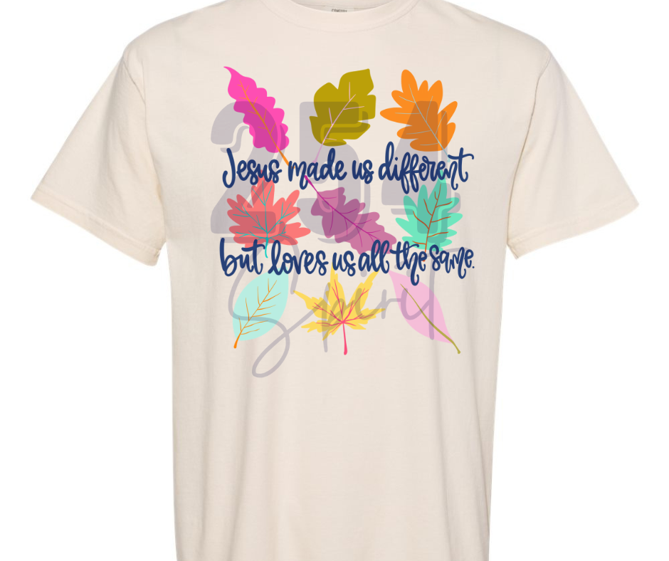 JESUS MADE US DIFFERENT LEAVES TEE