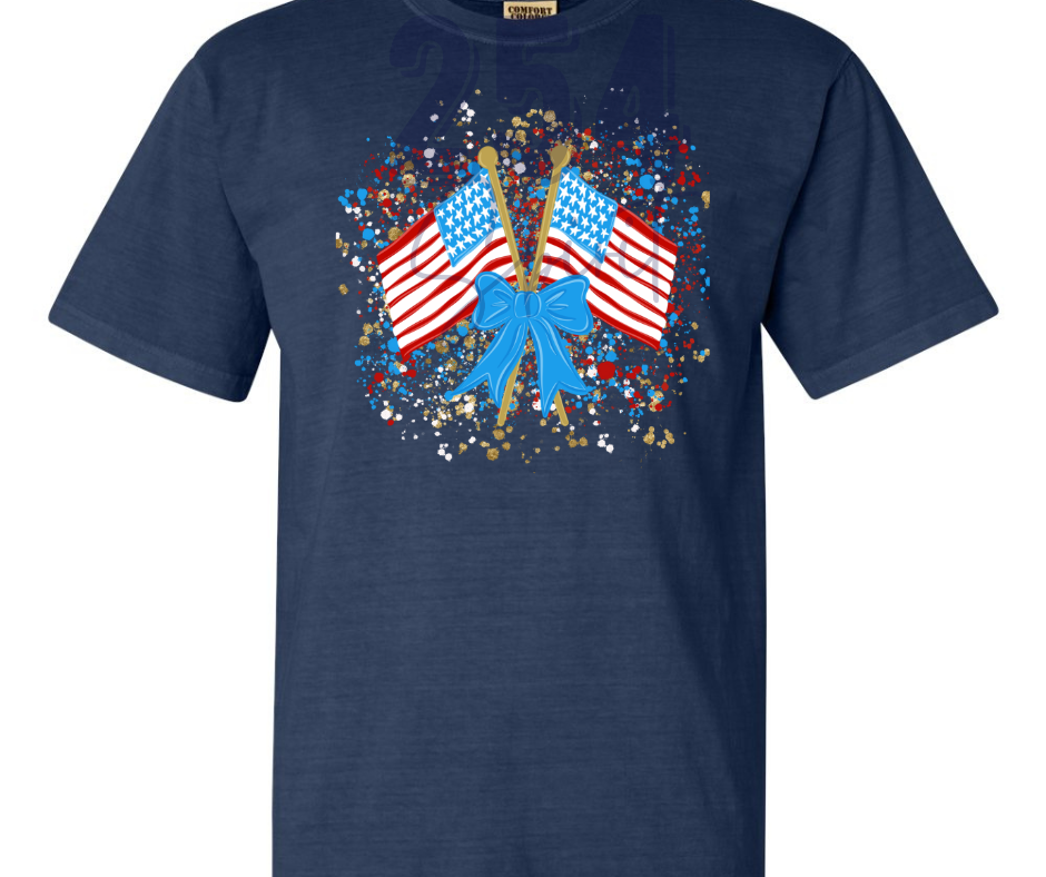 STARS, STRIPES AND BOWS SPLATTER TEE
