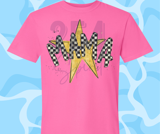 CHECKERED MAMA STAR TEE