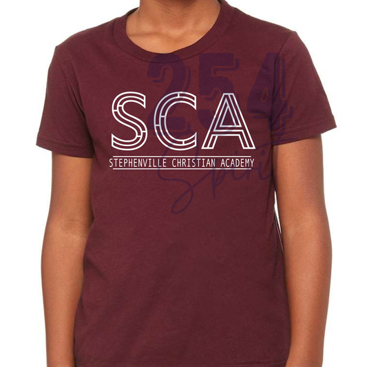 SCA WHITE LINES MAROON TEE