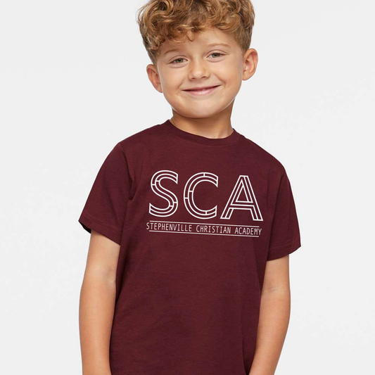 SCA WHITE LINES MAROON TEE - TODDLER