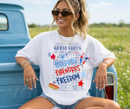 GUEST CHECK FIREWORKS TEE
