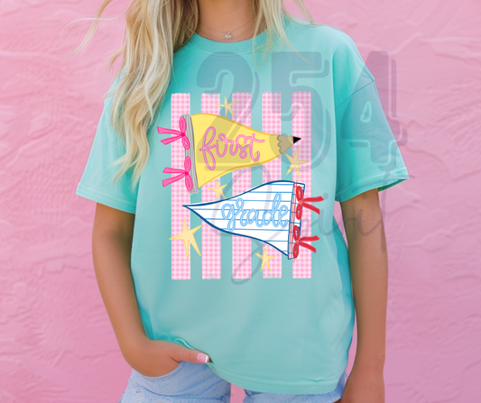 GINGHAM STRIPES FIRST GRADE TEE